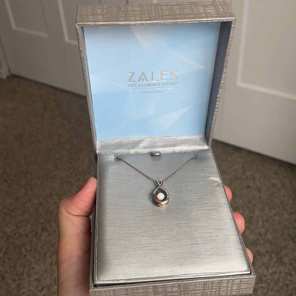Opal and diamond necklace